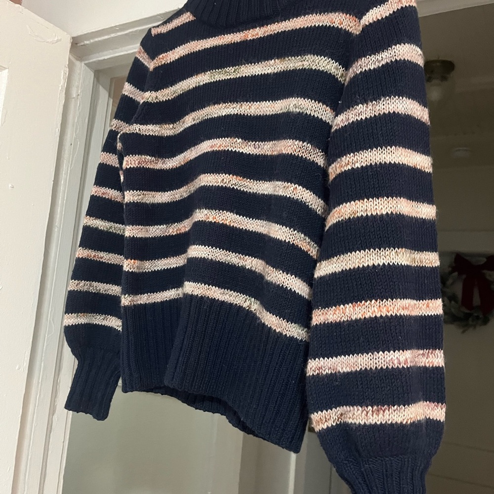 Madewell Striped Navy and Pink wool Sweater